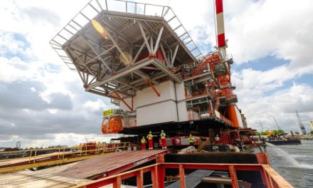 Efficient load-out of first wind-powered offshore gas platform in the Dutch North Sea