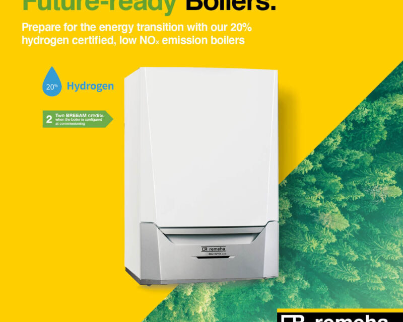 Remeha future proofs its condensing boiler ranges with 20% hydrogen blend certification and maximum BREEAM credits