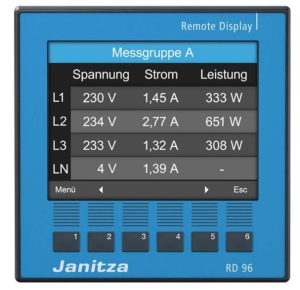 Janitza monitor screen